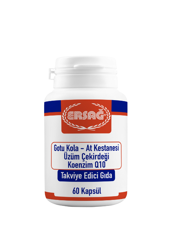 Готу Кола - Конский каштан, Виноградные косточки, Коэнзим Q10 (60 капсул)